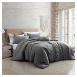 Modern Threads Beck Garment Washed 4-Piece Super Soft Comforter Set, King, Grey