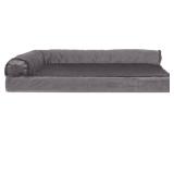 FurHaven Plush & Velvet Deluxe Chaise Lounge Orthopedic Sofa-Style Pet Bed - Platinum Gray (Medium)