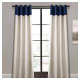 Lush Decor Milo Linen 84" x 52" Solid Navy Top: 100% Polyester; Bottom: Cotton Blend Metal Grommets 2-Pc Set Window Panel