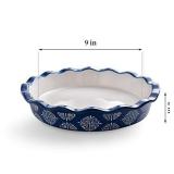 Wisenvoy Pie Pan Ceramic Pie Dish Blue Pie Plate Porcelain Deep Dish Pie Pan Non-Stick Pie Pans