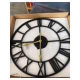 16 IN BLACK WALL WCOR CLOCK WITH GOLD DETAILING