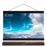 Dacri Home 27" Wide Sturdy Magnetic Poster Hanger Frame - 27x41 27x40 Poster Frame Wood for Picture Map Canvas Print Wall Scroll Hanging (27â, Black, Teak Wood)