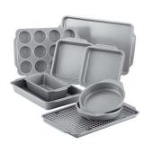 Farberware 10-Piece Nonstick Bakeware Set with Cooling Rack, Grey