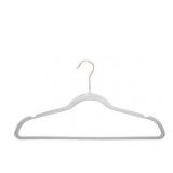 Basics Slim, Velvet, Non-Slip Clothes Suit Hangers, Ivory/Gold - Pack of 50