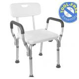 Vaunn Medical Tool-Free Assembly Spa Bathtub Shower Lift Chair, Portable Bath Seat, Adjustable Shower Bench, White Bathtub Lift Chair with Arms