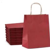 GSSUSA Red Kraft Paper Gift Bags 8x4.75x10.5 Paper Bags with Handles Bulk 100 Pack, Kraft Paper Bags for Shopping, Retail, Business, Boutique, Grocery, Merchandise, Restaurant To Go Take Out Bags