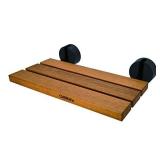 20" Folding Shower Seat Wall Mounted, Fold Down Teak Shower Bench for Small Shower Space, Home Care Teak Wood Stool for Inside Shower with Matte Black Fitting