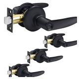 Black Door Lever for Bedroom and Bathroomï¼4 Pack, Privacy Door Knobs with Locking, Matte Black, Privacy keyless Door Handle, Left and Right Reversible Locksets.