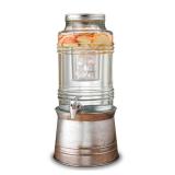 Circle Glass Breeze Beverage Dispenser with Ice Insert, Fruit Infuser and Galvanized Base, 2.4 Gal