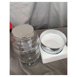 Circle Glass Breeze Beverage Dispenser with Ice Insert, Fruit Infuser and Galvanized Base, 2.4 Gal