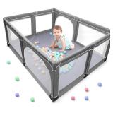 YOBEST Baby Playpen, Extra Large Playard, Indoor & Outdoor Kids Activity Center with Anti-Slip Base, Sturdy Safety Play Yard with Super Soft Breathable Mesh, Fence Play Area for Babies, Toddler