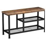 Karcog Shoe Rack Bench, Rustic Brown