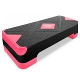 GYMMAGE Adjustable Workout Aerobic Stepper, Aerobic Exercise Step Platform with 2 Risers, Exercise Step Deck for Fitness, 26.5" Trainer Stepper with Non-Slip Surface Home Gym & Extra Risers Options