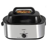 22 Quart Electric Turkey Roaster Oven with Glass Lid, Large Electric Turkey Roaster Oven with Removable Pan, Turkey Roaster with Roasting Pan, Self-Basting Lid, Cool-Touch Handles(Silver)