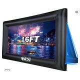 Naice Inflatable Movie Screen, 16-feet Indoor Outdoor Theater Projector Screen, Supports Front & Rear Projection with Blower, Tie-Downs & Storage Bag, Great for Movie Nights, Pool Parties, Backyards `