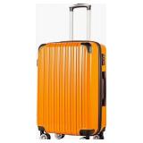 Coolife Luggage Expandable(only 28") Suitcase PC+ABS Spinner 20in 24in 28in Carry on (orange new, L(28in)