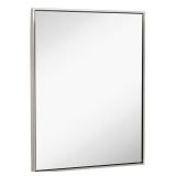 Hamilton Hills Contemporary Brushed Metal Wall Mirror - 30 x 40 inch Premium Rectangular Brushed Nickel Mirror with 1/2 inch Metal Frame- Luxe Wall Decor for Bathroom, Bedroom, and Living Room - Hangs