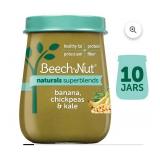 (10) Beech-Nut Naturals Superblends Stage 3, Banana Chickpea & Kale Baby Food, 4 oz Jar