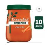 (10) Beech-Nut Organics Stage 1, Carrots Baby Food, 4 oz Jar
