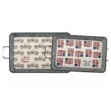 PRIMITIVE BY KATHY HOME DECOR TRAY SET WITH STARS & STRIPES ( X002WSR20P)