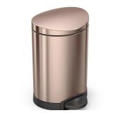 simplehuman 6L Stainless Steel Semi-Round Step Trash Can Rose Gold