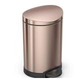 simplehuman 6L Stainless Steel Semi-Round Step Trash Can Rose Gold