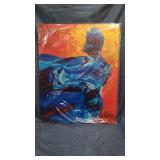 BLUE COW PICTURE WALL ART CANVAS FRAMED READY TO HANG 27"Ã22"" ( X002OH31R7)