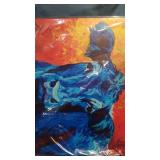 BLUE COW PICTURE WALL ART CANVAS FRAMED READY TO HANG 27"Ã22"" ( X002OH31R7)