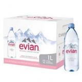 evian Natural Spring Water Bottles, Naturally Filtered Spring Water, 1 L bottle