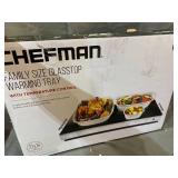 CHEFMAN FAMILY SIZE GLASSTOP WARMING TRAY WITH TEMPERATURE CONTROL