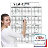 Best Oversized 12 Month Dry Erase Wall Calendar Planner and Organizer 3 x 4 ft Vertical Laminated Dry or Wet Erase to Plan Your Whole Year - Perfect Sales Planning Office Conference Room Teachers