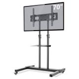 TAVR Mobile TV Stand Rolling TV Cart Floor Stand with Mount on Lockable Wheels Height Adjustable Shelf for 32-70 inch tv Stand Flat Screen or Curved TVs Monitors Display Trolley Loading 110lbs