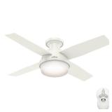 Hunter 44" Dempsey Low Profile with Light Fresh White Ceiling Fan with Light with Handheld Remote