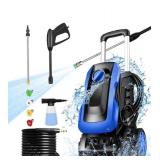 Electric Pressure Washer mrliance Power Washer 1600W High Pressure Washer Professional Car Washer with 4 Nozzles&Soap Bottle for Cleaning Cars Houses Driveways Fences Garden (Blue)