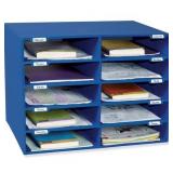 Classroom Keepers 10 Slot Mailbox, 3" x 10" x 12.5" Slots, Blue