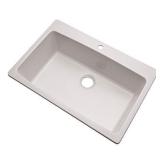 Dekor Sinks 70100Q Northampton Composite Granite Single Bowl Kitchen Sink with One Hole, 33", Soft White