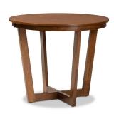 35" Alayna Wide Round Wood Dining Table Walnut - Baxton Studio