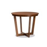 35" Alayna Wide Round Wood Dining Table Walnut - Baxton Studio