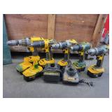 Lot of Dewalt Drills and Batteries