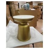 Poly and Bark Signy Drum Stool with Marble Top in Antique Brass - Retail:$103.99