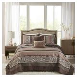 Madison Park Dartmouth Red 5-piece Jacquard Bedspread Set- Retail:$103.49