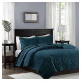 Madison Park Harper Velvet 3-Piece Full/Queen Quilted Coverlet Set
