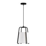 Blackened Bronze Marduk Contemporary Antique Pendant with White Linen Shade - Retail:$99.99