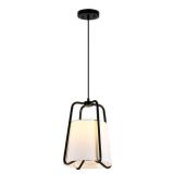 Blackened Bronze Marduk Contemporary Antique Pendant with White Linen Shade - Retail:$99.99