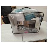 King- Madison Park Essentials Barret Aqua Complete Comforter and Cotton Sheet Set- Retail:$106.17