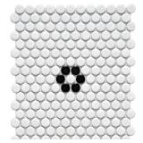 SomerTile Metro Penny White with Black Flower 9.75" x 11.5" Porcelain Mosaic Floor and Wall Tile- Retail:$176.49