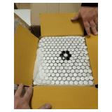 SomerTile Metro Penny White with Black Flower 9.75" x 11.5" Porcelain Mosaic Floor and Wall Tile- Retail:$176.49