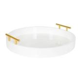 Kate and Laurel Lipton Round Decorative Tray with Metal Handles