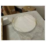 Kate and Laurel Lipton Round Decorative Tray with Metal Handles