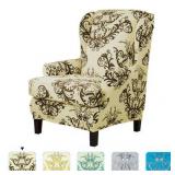 Subrtex Stretch Printed Floral Stylish Wingback Chair Cover